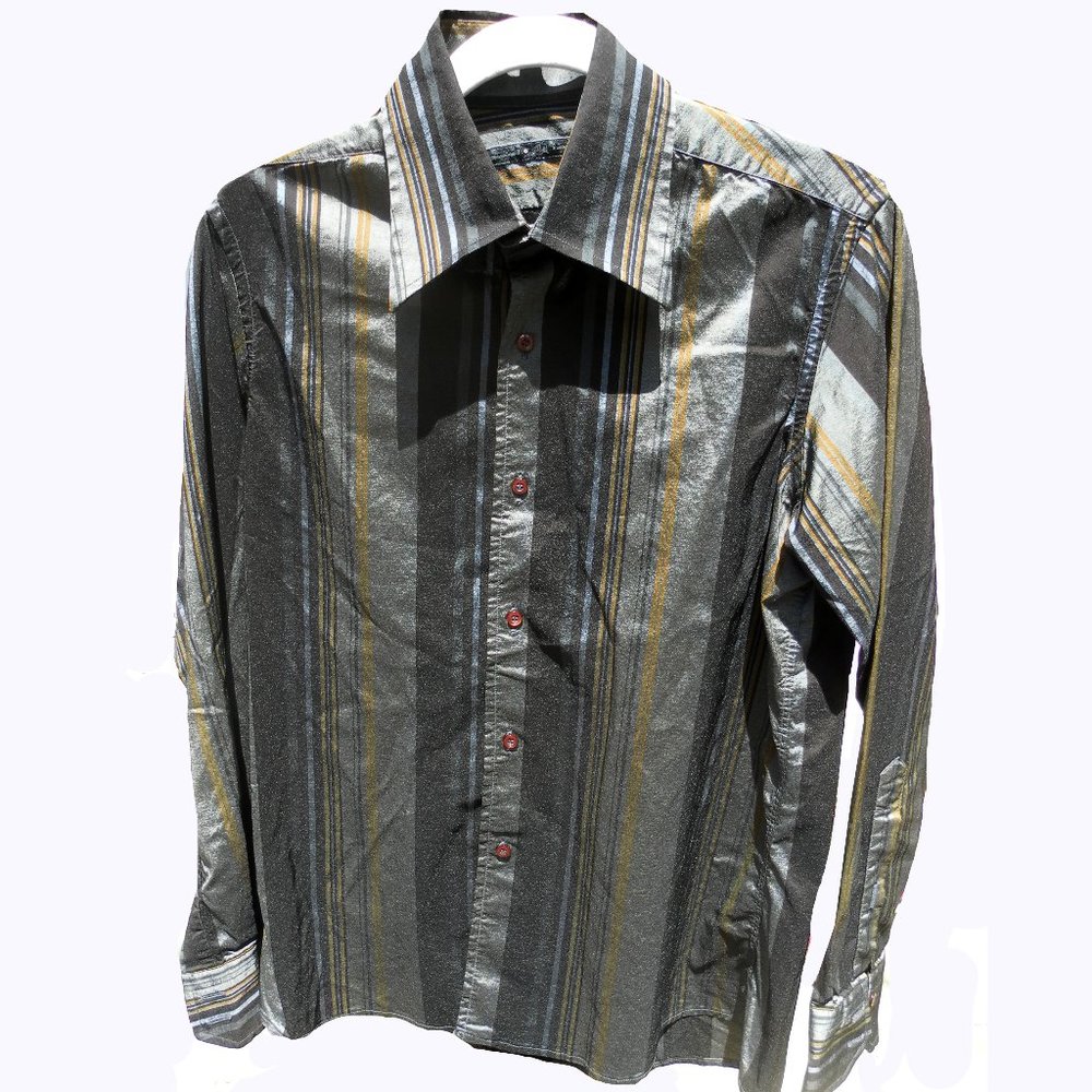 Striped Metallic long sleeve button down